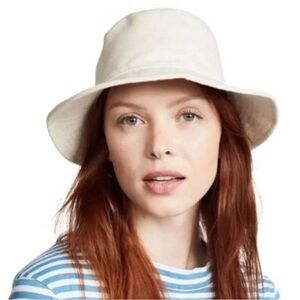 Madewell Unisex Short Brim Bucket Hat Size M/L J2171 Natural Tan Ivory Beach